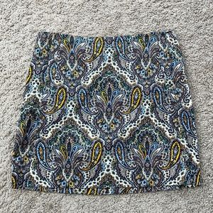 J Crew paisley mini skirt, size 2.